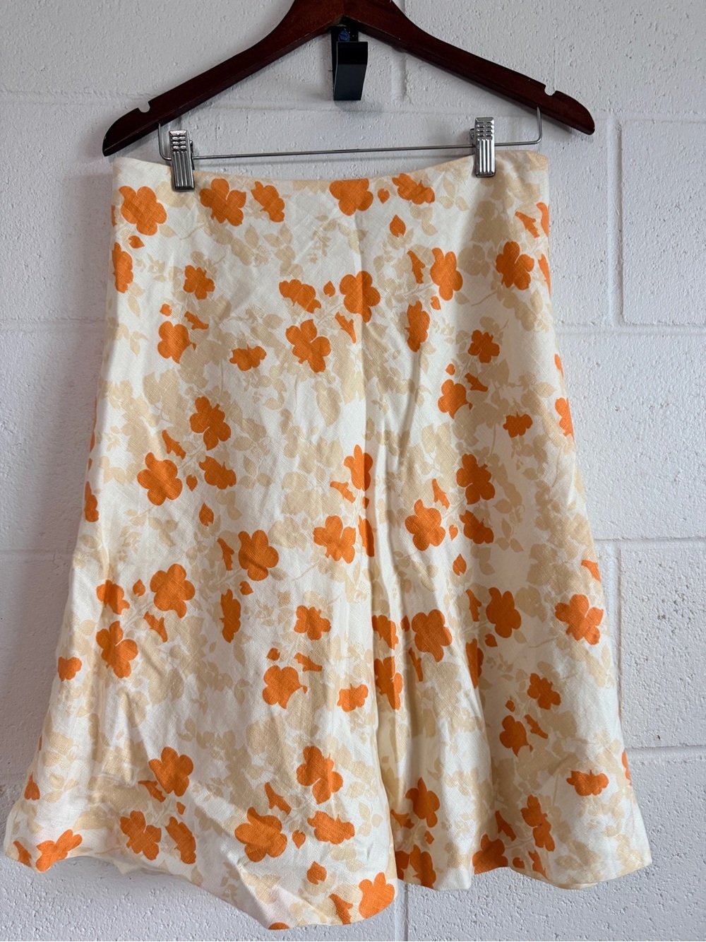 Ann Taylor 100% Linen Skirt Women’s size 8 Mid Knee Length A-line Floral